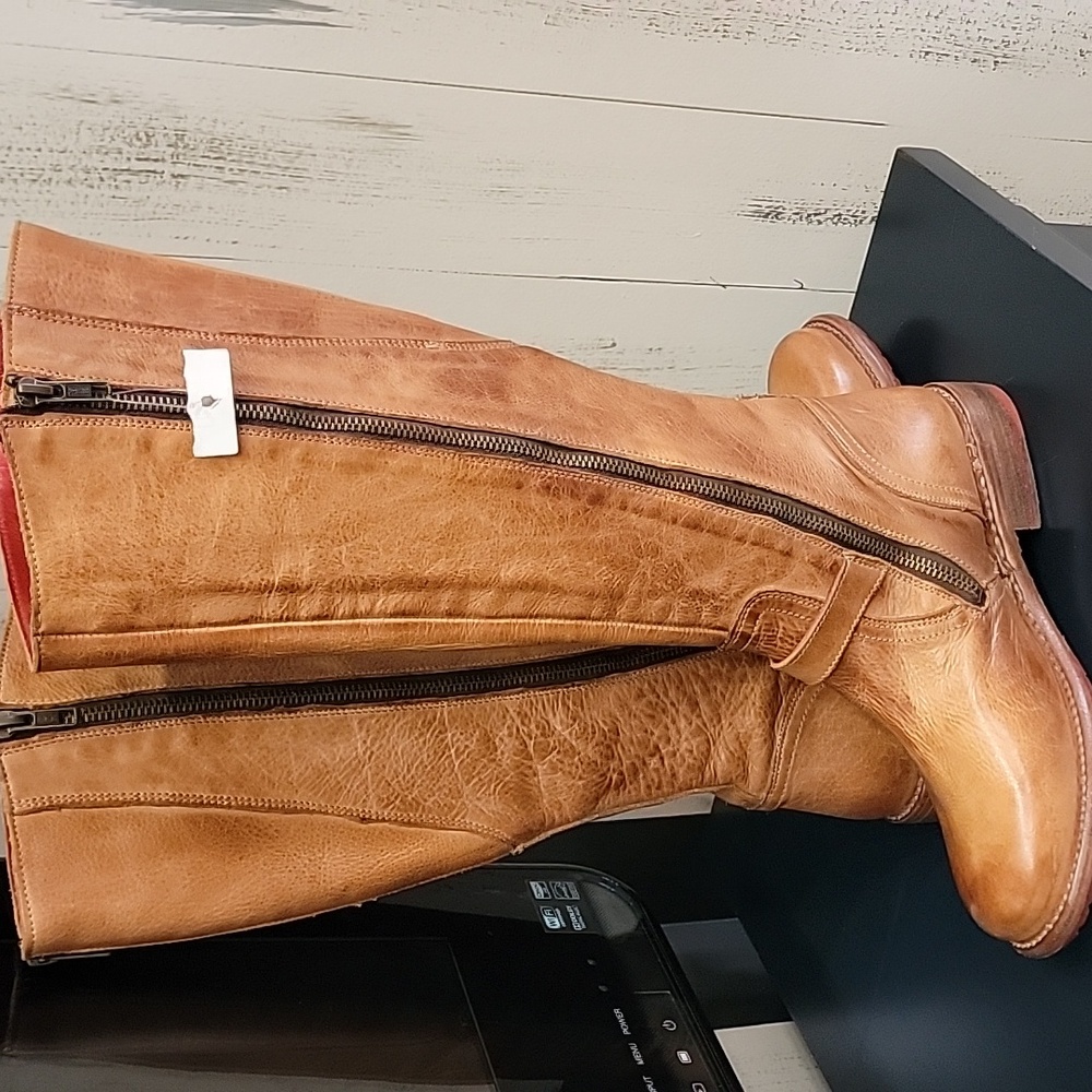 New Bed/Stu Glaye Tan Leather Boots - Picture 6 of 11
